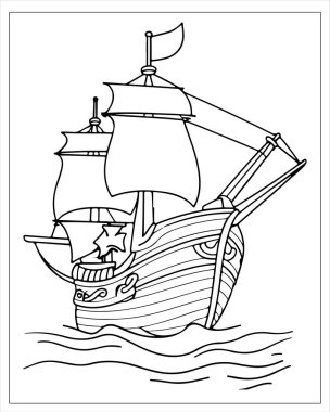 Galleon gemisinin çizimi denizcilik temaları için mükemmel.