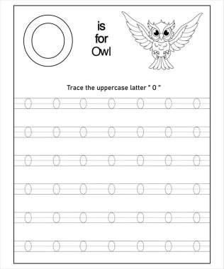 Anaokulu öğrencileri için basılabilir O harfi. Çok güzel bir baykuş resmi..