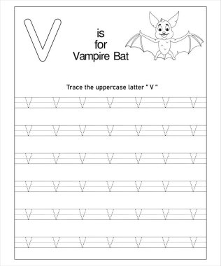 Şirin bir yarasanın yer aldığı eğlenceli bir çalışma çizelgesi. Anaokulu öğrencilerinin büyük 