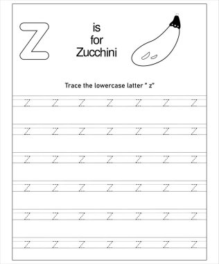 Küçük Z harfi, içinde kabak olan anaokulu öğrencileri için Z harfi..