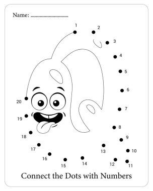 Çocuklar için nokta oyunu olan şirin bir yaratık. Eğitimsel yazdırılabilir çalışma tablosu.