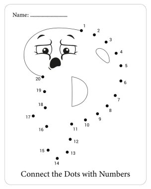 Noktaları birleştirme faaliyet sayfası şirin bir hayvan tasarımı karikatürü içeriyor.