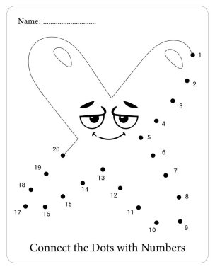 Matbaa, oyuncu bir çizgi film tasarımı içeren çocuklar için nokta etkinliğini bağlar.
