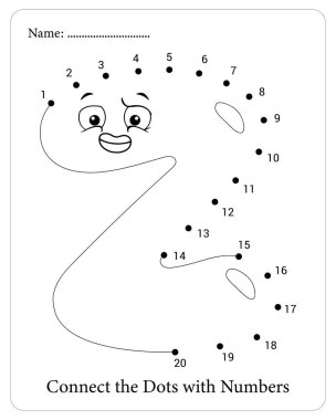Çocuk anaokulu, anaokulu ve ilköğretim okulları için noktaları birleştirme etkinliği.