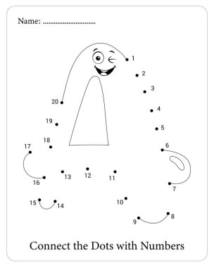 Yazdırılabilir dosya, çocuklar ve yeni yürümeye başlayanlar için ideal olan noktalar etkinlik tablosunu bağlar