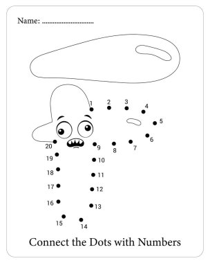 Şirin bir yaratığı çizmek için numaralandırılmış nokta nokta yapbozu içeren çocuk faaliyet sayfası meşgul ediliyor.