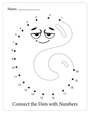 Sevimli bir çizgi film karakteri olan anaokulu öğrencileri için noktaları birleştirmek. Kolay yazdırılabilir çalışma tablosu.