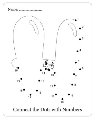 Sevimli bir karaktere sahip çocuklar için noktaları birleştirme oyunu.