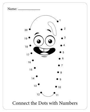 Güzel bir çizgi film yüzü olan çocuklar için basılabilir noktalar oyunu. Kolay ve eğlenceli etkinlik.