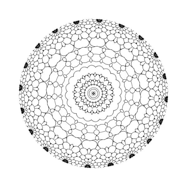 Beyaz arkaplan üzerindeki karmaşık siyah mandala çizimleri boyama kitapları veya tasarım projeleri için mükemmeldir.