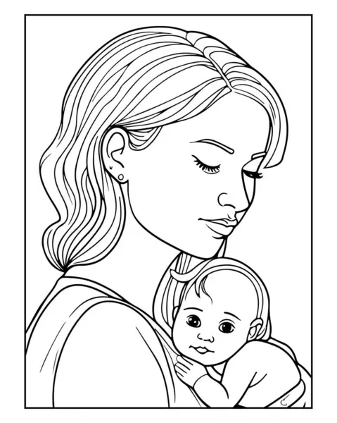 Sevimli anne ve bebek çizgileri boyama kitapları ya da baskılar için mükemmel..