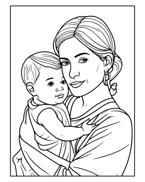 Anne ve bebek çizgileri boyama kitapları, baskılar ve el sanatları için mükemmel..