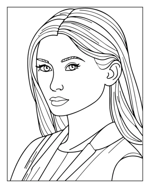 Yetişkin boyama kitapları için mükemmel bir kadın çizimi. Rahatlamak için ayrıntılı özellikler ideal.