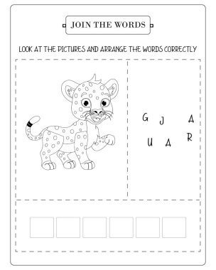 Çocuklar jaguar yavrusu hareketlerini öğreniyorlar. Oyun öncesi eğitim ile eşleşiyor.