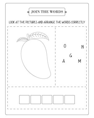 Çocuk faaliyet çizelgesini meşgul etmek yazım ve meyve tanımayı öğrenmenize yardımcı olur.