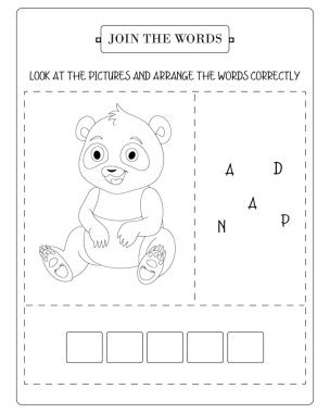 Çalışma kağıdına göre panda resimlerinde şifreli harfler var. Çocukların 