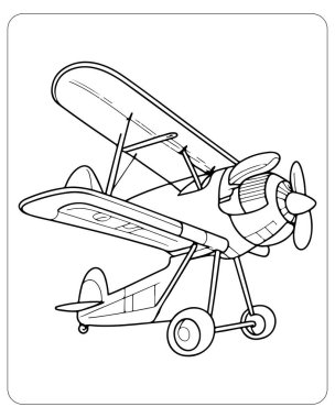 Klasik çift kanatlı çizimler boyama kitapları, havacılık temaları ve klasik tasarımlar için mükemmeldir..