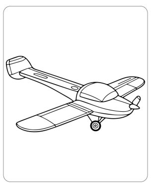 Sevimli tek motorlu uçak çizimi, çocuk boyama kitabı için mükemmel..