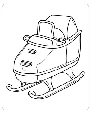 Renklendirme kitapları ya da kış temalı projeler için mükemmel kar motosikleti çizimi.