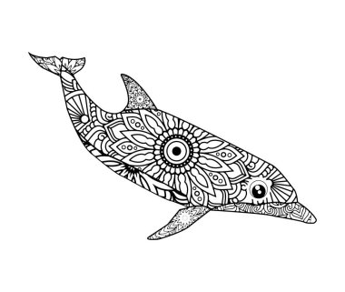 Karmaşık yunus mandala sanatı boyama kitapları ve yaratıcı projeler için mükemmeldir..