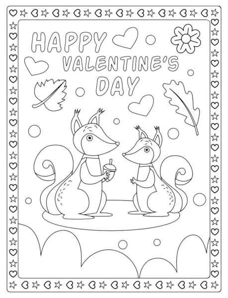 Sevimli sincap Sevgililer Günü boyama çarşafı çocuklar için mükemmel. Eğlenceli, kolay ve şenlikli..