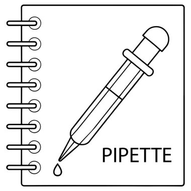 Laboratuvar illüstrasyonu için pipet aracının çizimi.