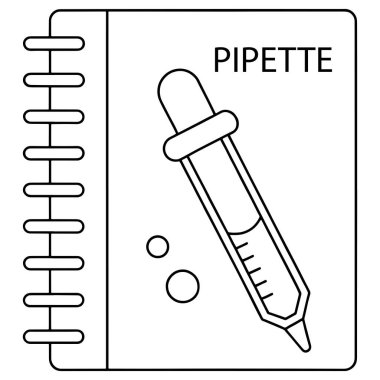 Laboratuvar deneyleri ve araştırma görselleri için bilim defteri pipeti çizimi