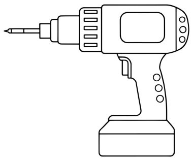 Tamirci ve ev geliştirme illüstrasyonları için kablosuz matkap ana hatlarıyla sanat