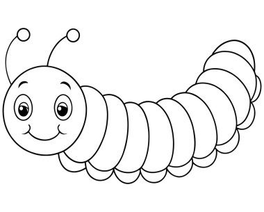 Çizgi film tırtılı çocuk boyama ve erken dönem böcek keşif aktiviteleri için eğlence sayfası