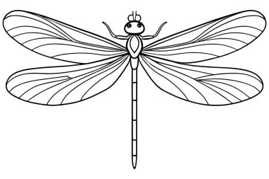 Çocuk eğitimi ve yaratıcı renklendirme aktiviteleri için kız sineği kanatları çizimi