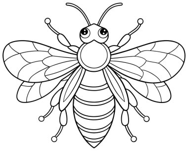 Bal arısı çizgi filmi, boyama, eğlence ve böcek eğitimi için çizilmiş.