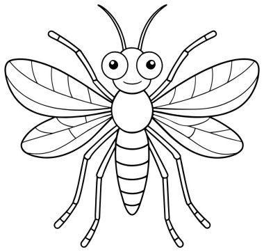 Böcek eğitimi ve erken dönem bilim boyama eğlencesi için Midge çizimi oluşturuldu