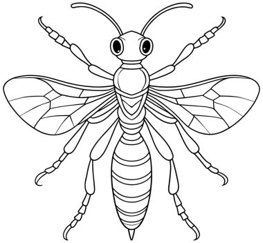 Böcek keşfi ve boyama kitabı eğlencesi için çamur dauber çizimi