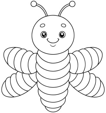 Doğa boyası için ipek böceği karikatürü ve çocuk böcek keşfi.