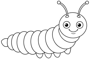 Çocuklar için ipek böceği çizgisi sanatı böcek eğitimi ve boyama eğlencesi