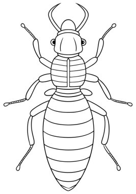 Sınıf böcek çalışması ve boyama sayfaları için termit çizimi oluşturuldu