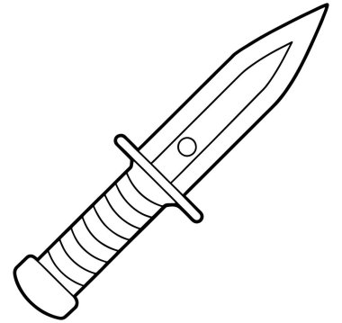Güvenlik ve dövüş temalı görseller için askeri bıçak taslağı.