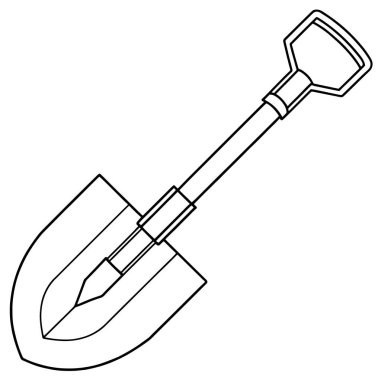 Açık hava veya araç tasarımı için siyah-beyaz bahçe küreği çizimi