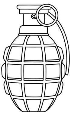 Askeri temalı renklendirme sayfalarında kullanmak için yaratıcı flaş bombası taslağı