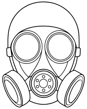 Endüstriyel gaz maskesi güvenlik farkındalığı veya tehlike temalı tasarım için çizim