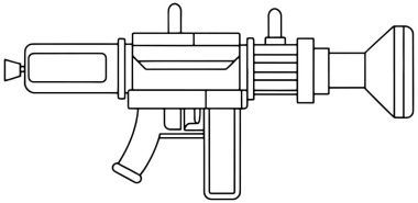 Fütürist silah tasarımı için basit ana hatlı el bombası fırlatıcı vektörü