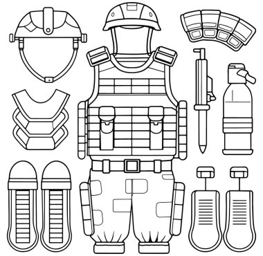 Güvenlik temalı görüntüler için temiz siyah beyaz zırh çizimi