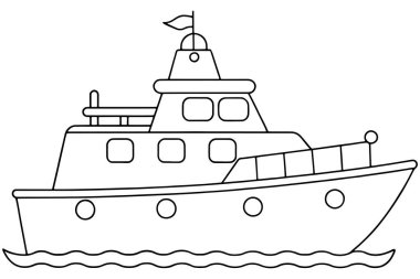 Çocuk tasarım ya da faaliyet kitapları için çizilmiş devriye botu.