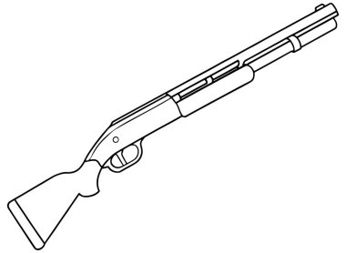 Tarihsel ya da taktiksel görseller için özetlenmiş av tüfeği çizimi