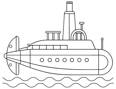Eğitim ya da deniz temalı görseller için siyah beyaz sonar cihazı çizimi