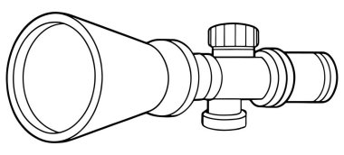 Silah aksesuarlı tasarım için temiz çizgi sanatında kapsam illüstrasyonu