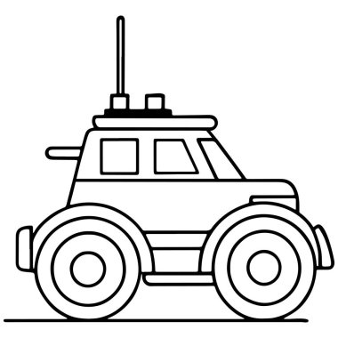 Çocukların eğitim ve boyama projeleri için taslak biçimli oyuncak araba çizimi