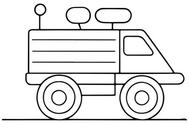 Çocukların eğitimi ve eğlenceli çizim faaliyetleri için taşıma aracı taslağı
