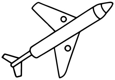 Çocuk havacılık öğrenme sayfaları için ideal siyah beyaz uçak simgesi