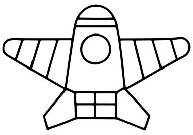 Özetlenen uzay gemisi grafiği eğitim ve bilim tabanlı renklendirme projelerine hazır